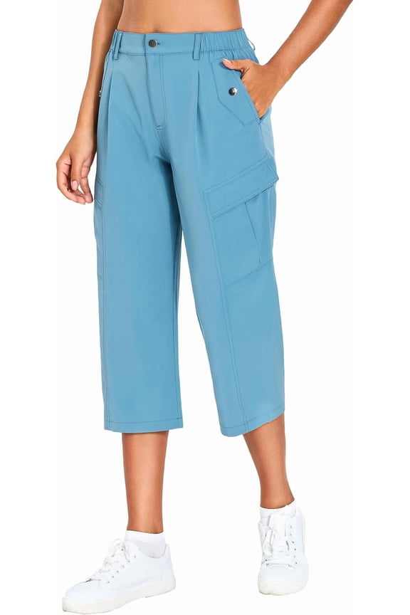 Wrongduck Women's Cargo Capri Pants 2026 Lightweight Quick Dry Hiking Capris Water Resistant Travel Pants with 6 Pockets UPF 50+ Outdoor Casual Wear