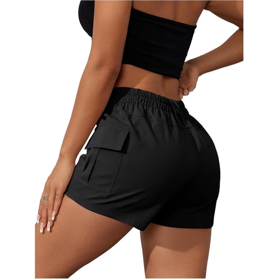 Wrongduck Women's High Waist Cargo Shorts with Button Closure and Side Pockets Y2K Streetwear Casual Stretch Summer Shorts
