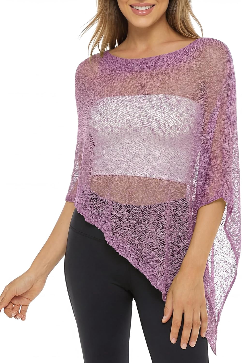 sheer poncho for dress Women Sheer Poncho Top Crochet Lightweight Shawl Beach Cover Up Rave Festival Vacation Outfits Summer Going Out Tops Black at Amazon Women's Clothing store