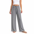 thumbnail image 1 of Wrongduck Women's Wide Leg Pants High Rise Flowy Trousers with Pockets, Wrinkle Resistant Casual Work Business Lounge Pants, 1 of 6