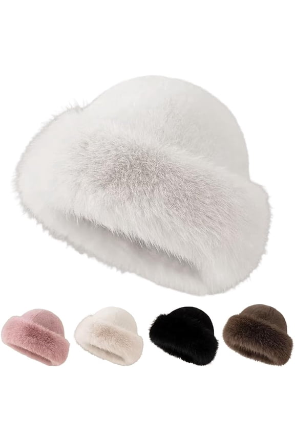 Wrongduck Women’s Winter Faux Fur Bucket Hat, 2026 Fluffy Fisherman Fuzzy Plush Hat with Ear Coverage, Warm Faux Mink Bucket Hat