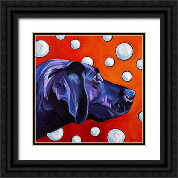 Wronski, Kathryn 15x15 Black Ornate Wood Framed with Double Matting Museum Art Print Titled - Lab and Bubbles