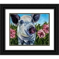 thumbnail image 1 of Wronski, Kathryn 32x26 Black Ornate Wood Framed with Double Matting Museum Art Print Titled - Pigs and Peonies, 1 of 4