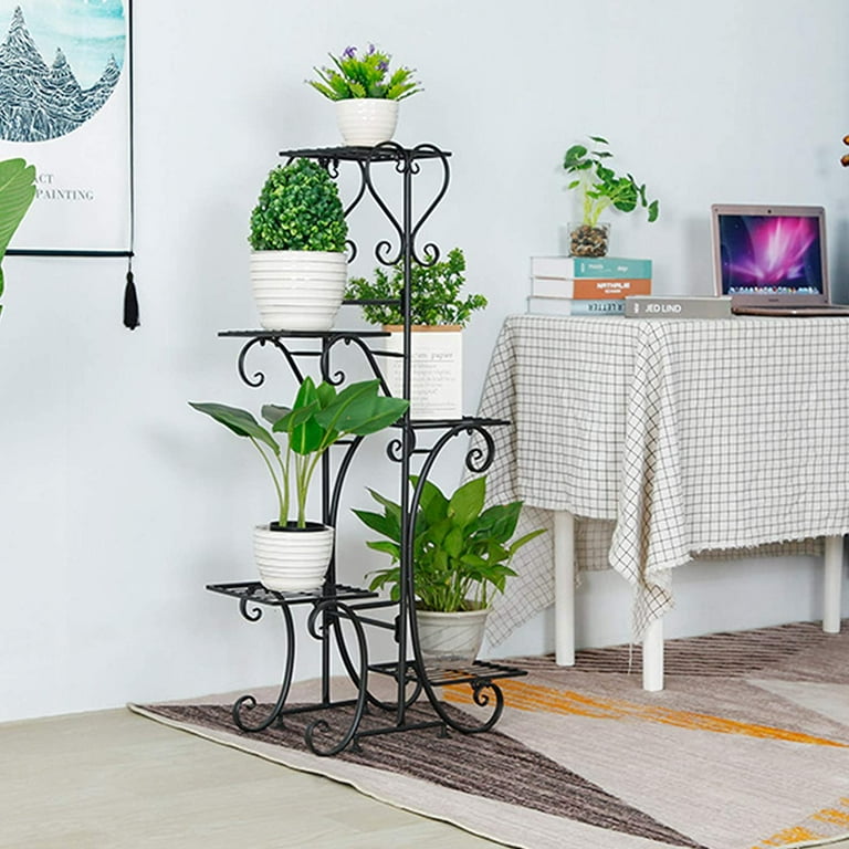 Kangtern 5-Tier Wrought Iron Plant Stands for Outdoor Garden, Rust