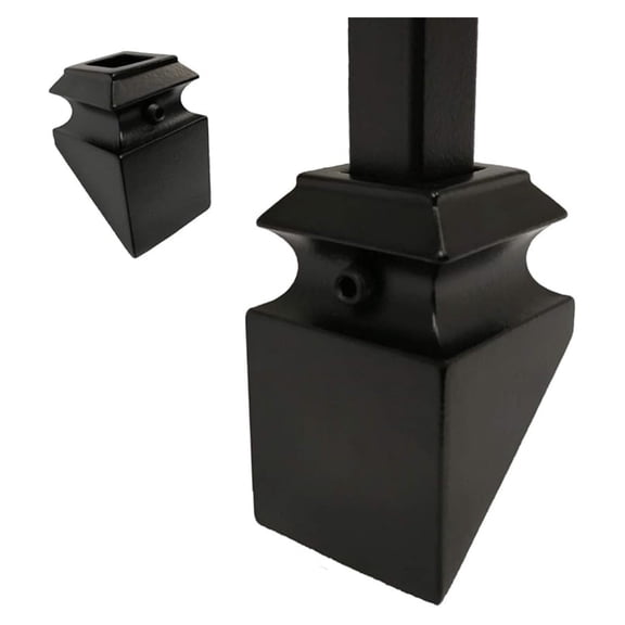 Wrought Iron Baluster Shoes (Contractor 50-Pack) for 1/2" Square Iron Balusters Slant/Angled Shoes (Real Black not Matte or Flat Color)