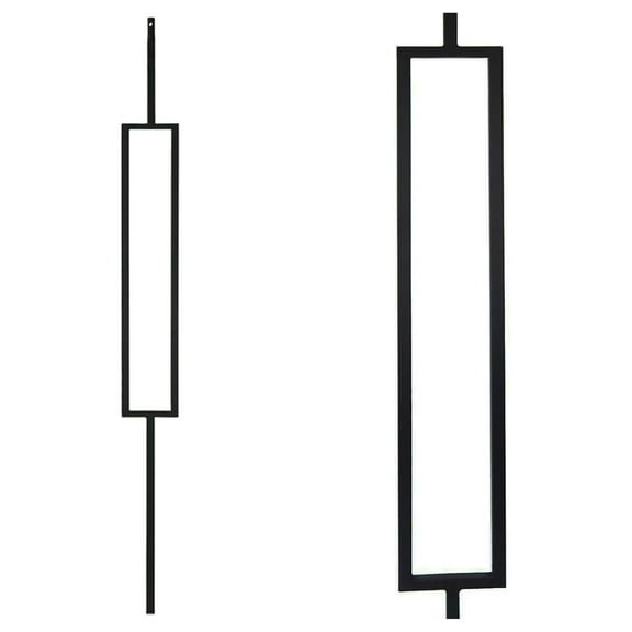 Wrought Iron Balusters 10-Pack - Modern Rectangle Stair Railing Spindles - Real Black Finish - Contractor Grade Metal Balusters for Staircase