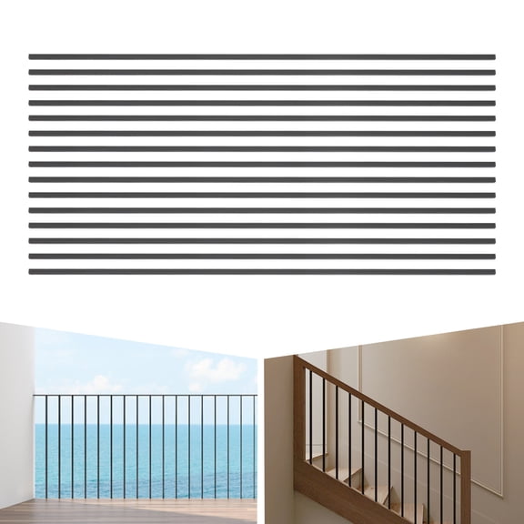 Wrought Iron Balusters 44x0.5 Inch Iron Black Stair Balusters Modern Hollow Metal Deck Spindles Railing Parts for Staircases, Gardens (Without Base)