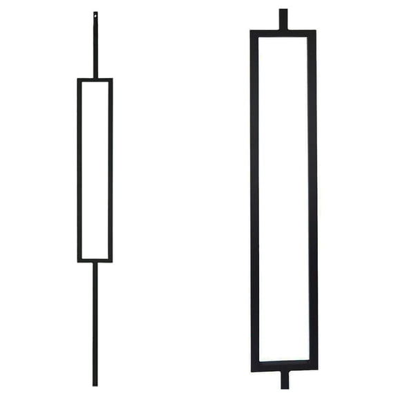 Wrought Iron Balusters - Rectangle Stair Railing Spindles (10-Pack) - Real Black - Modern Metal Stair Parts for Indoor Staircases
