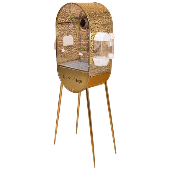 Wrought Iron Bird Aviary with Transparent Door, Medium Bird Parrot Cage, Indoor Bird Cage with Deluxe Edition for Small Parro