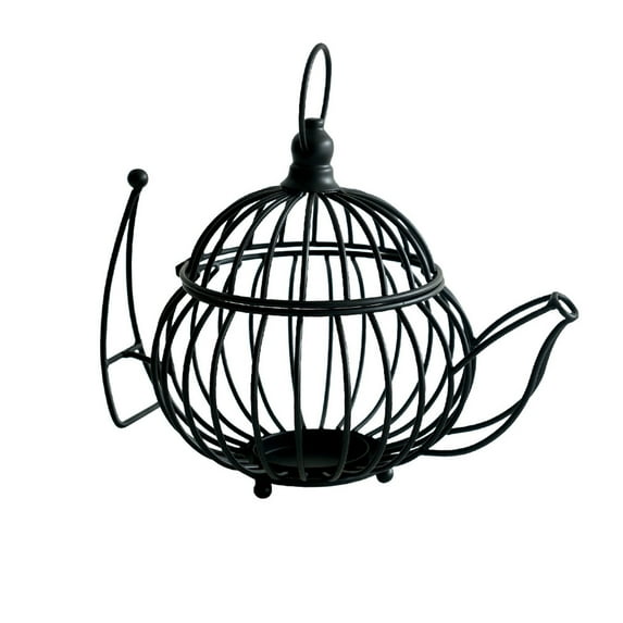 Wrought Iron Candle Holder Stands - Metal Wire Candlestick Holders with Handle, Modern Decorative Candle Stand Valentine's Day Christmas Home Decor Table Centerpiece (Black)