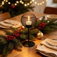 thumbnail image 1 of Wrought Iron Candlestick Holder Modern Spherical Mesh Tealight Stand for Dining Table Fireplace Mantel Room Centerpiece, 1 of 6