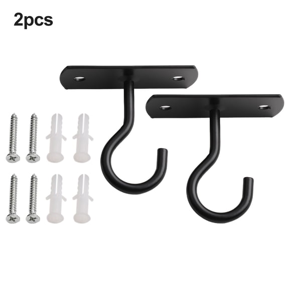 Wrought Iron Ceiling Hooks,2-Pack Strong Wall Hanging Plant Hooks for Indoor Outdoor Decor,Black White,7x6.4x3.05cm