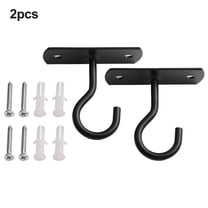 Wrought Iron Ceiling Hooks,2-Pack Strong Wall Hanging Plant Hooks for Indoor Outdoor Decor,Black White,7x6.4x3.05cm