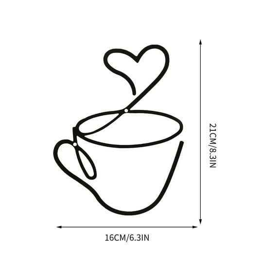 Wrought Iron Coffee Themed Wall Art with Hooks for Home or Cafe Decor