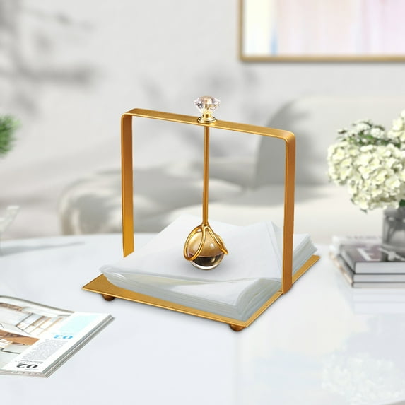 Wrought Iron Crystal Ball Decorative Tissue Box Holder Stand for Home Office Bedroom Living Room Hotel Countertop