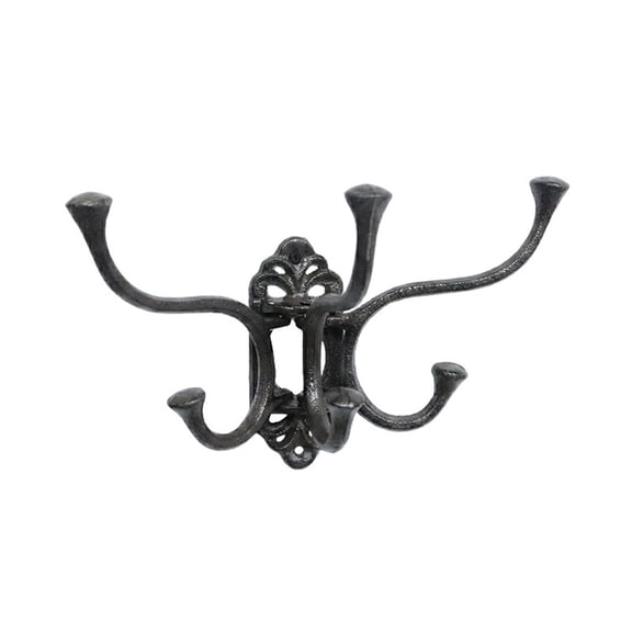 Wrought Iron Decorative Wall Coat Hooks, Heavy Duty Vintage Style Hanging Rack, Rustic Farmhouse Wall Mounted Organizer, Multi Use Home Kitchen Bathroom Entryway Balcony Storage Hook