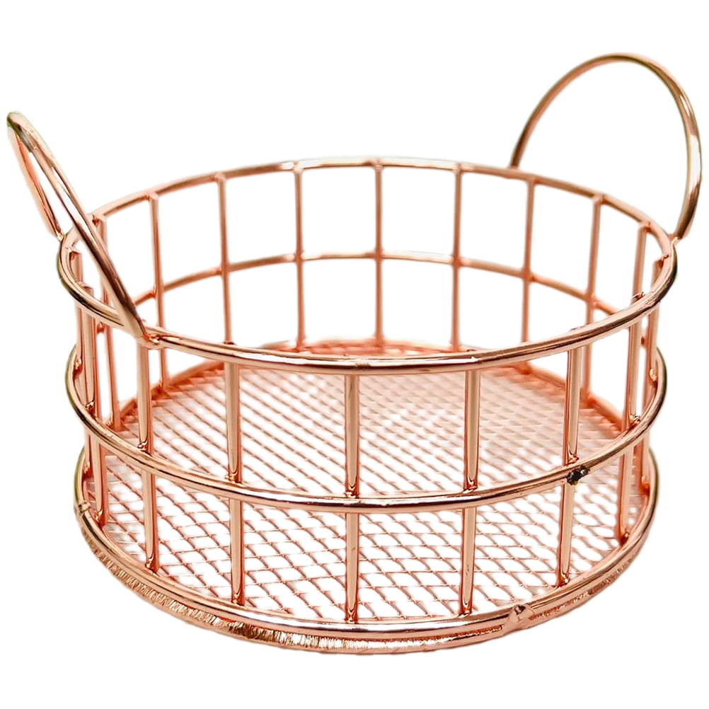 Wrought Iron Desktop Storage Metal Basket Tabletop Snack Baskets Tray Pantry Containers