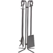 Wrought Iron Fireplace Tool Set, Natural Iron - 5 Piece
