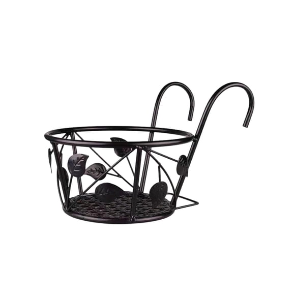 Wrought Iron Flower Pot Stand For Balcony Railings Courtyard Walls Fences Home Decor Storage Rack 22x18x18cm Black