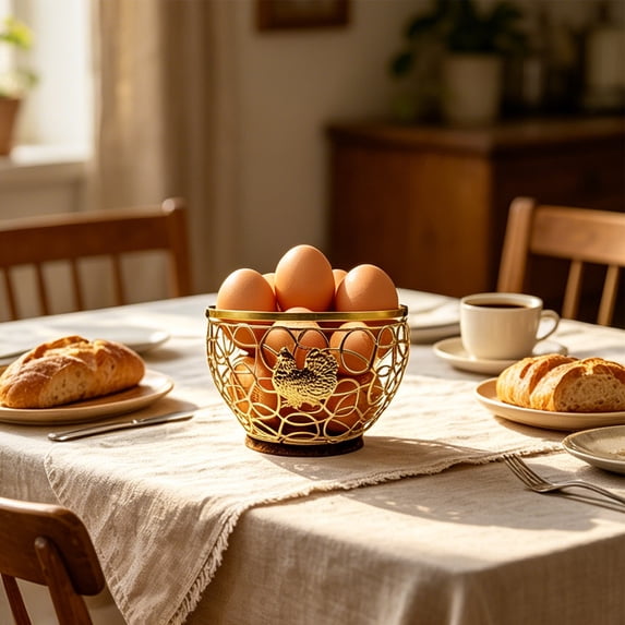 Wrought Iron Fruit Basket, Countertop Storage Organizer with Open Wire Design for Fresh Produce, Eggs, Snacks, and Bread, Durable Metal Kitchen Counter Basket for Home Organization