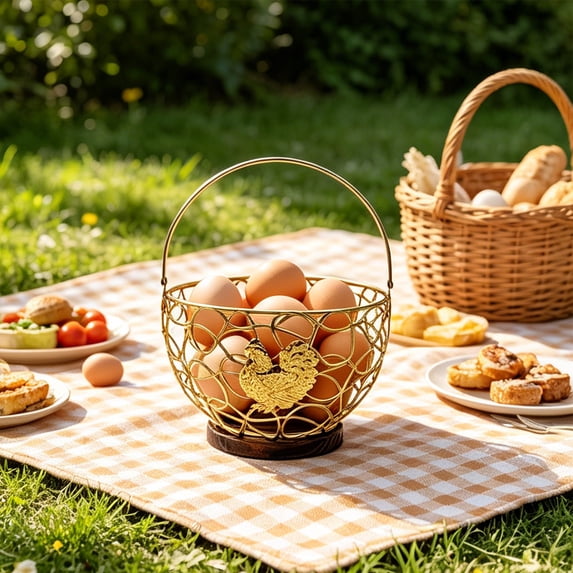 Wrought Iron Fruit Basket, Countertop Storage Organizer with Open Wire Design for Fresh Produce, Eggs, Snacks, and Bread, Durable Metal Kitchen Counter Basket for Home Organization