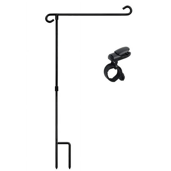 Wrought Iron Garden Flag Stand | Easy to Install & Store | Sturdy Design for 12.5x18 inch Mini Flags | Weather-Resistant with S-Hook Clip | Prevents Flag Blow Away