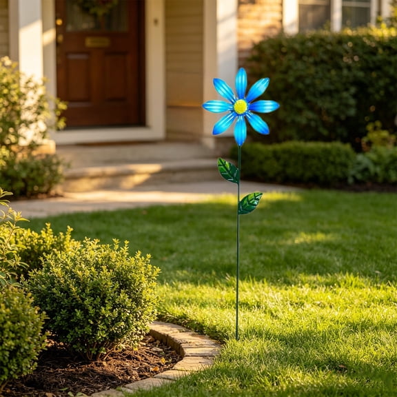 Wrought Iron Garden Flower Stakes Outdoor Decor, 3D Artificial Flower Picks for Yard Landscaping, Colorful Metal Plant Inserts for Flower Beds, Balcony, Wedding Party & Potted Plants Decoration