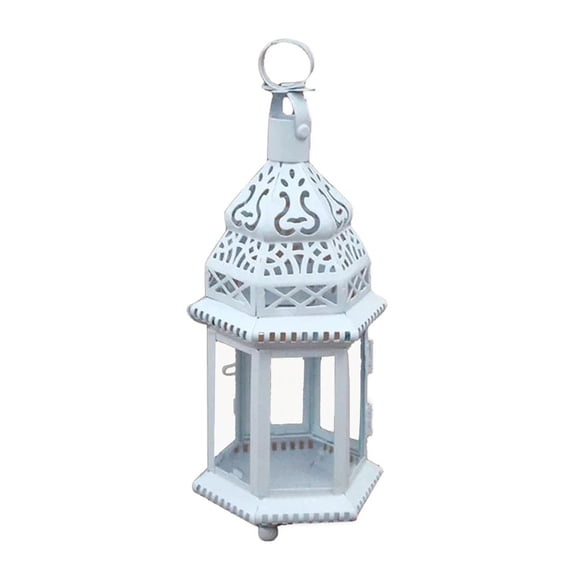 Wrought Iron Glass Wind Light Candle Holder Hanging Lantern Great for Patio Festival Home Decoration Candlestick