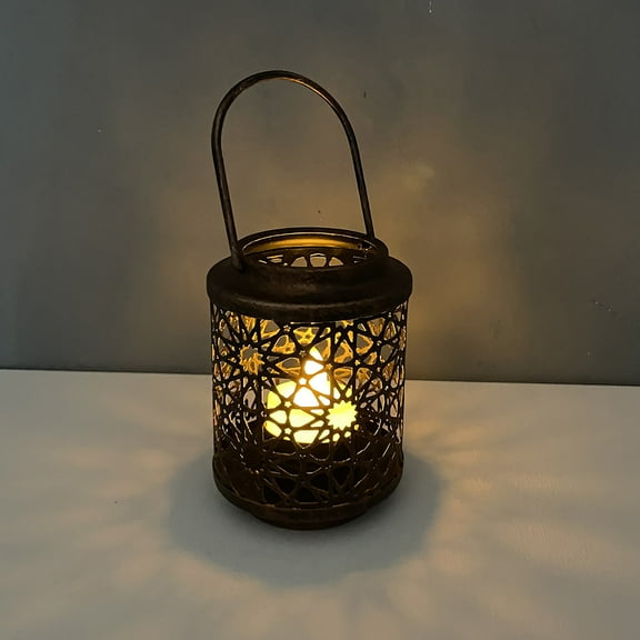Wrought Iron Hand Hollow LED Candle Lantern Handcrafted Home Decor for Bedroom,Living Room,Study 4 Colors Available Hanging or Tabletop Use