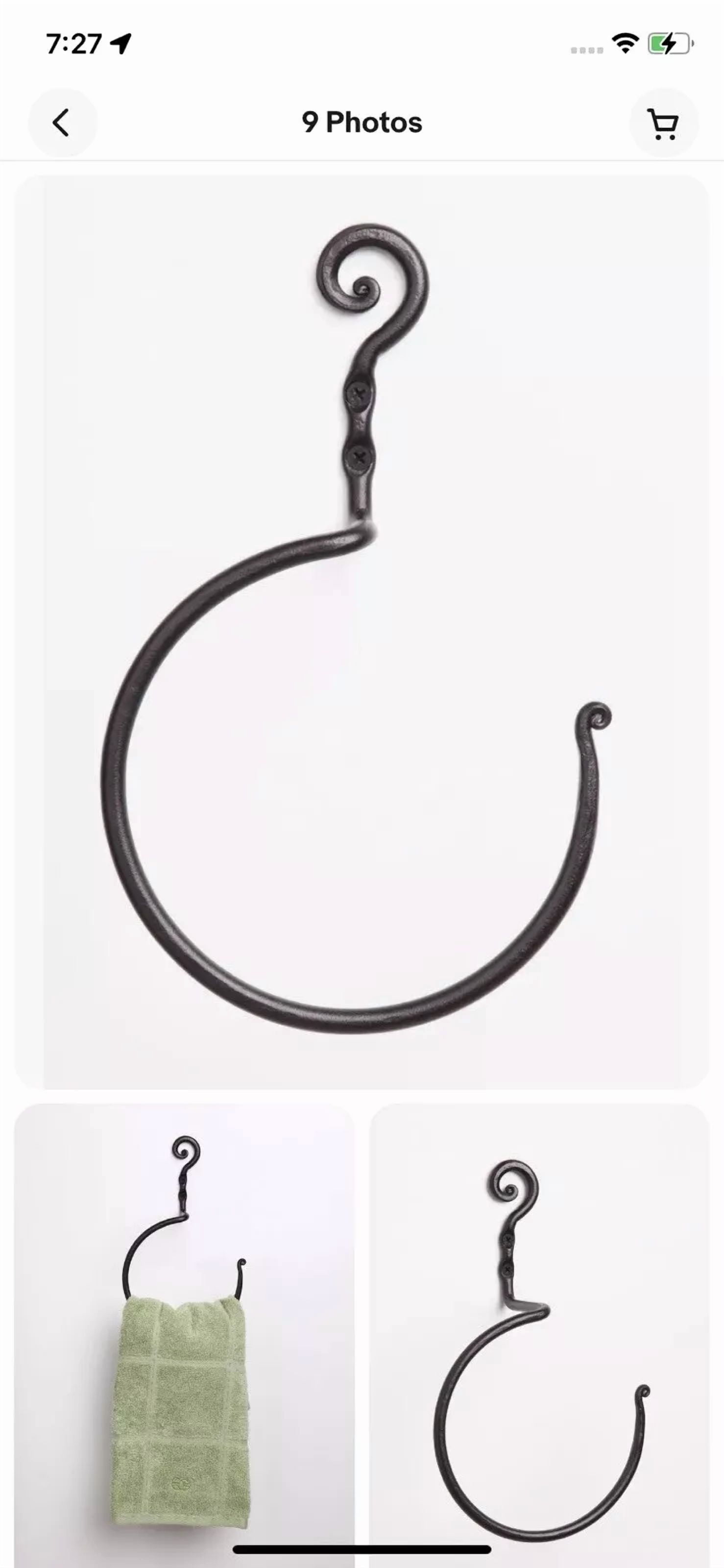 Wrought Iron Hand Towel Rack Holder, Decorative Swirl Ring Hanger Rtzen Handmade