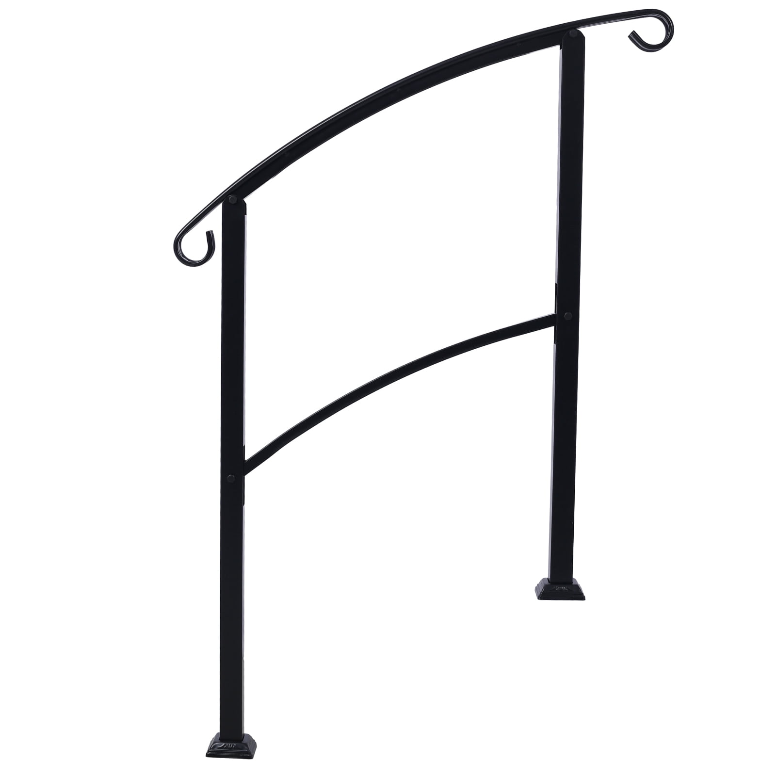 Wrought Iron Handrail, 1-3 Step Adjustable, Non-Slip Design, Powder Coated, Weather Resistant