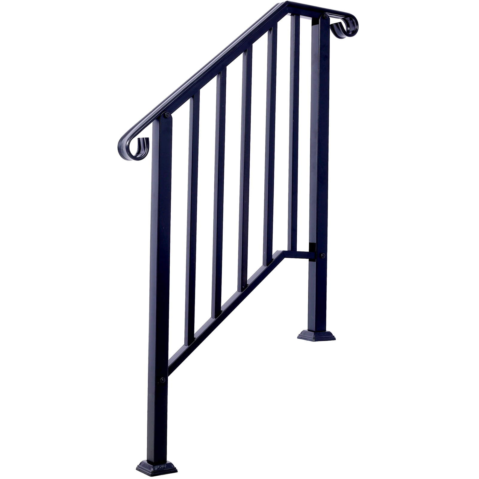 Wrought Iron Handrail, 3-Step, Powder Coated, Rustproof, Versatile Application
