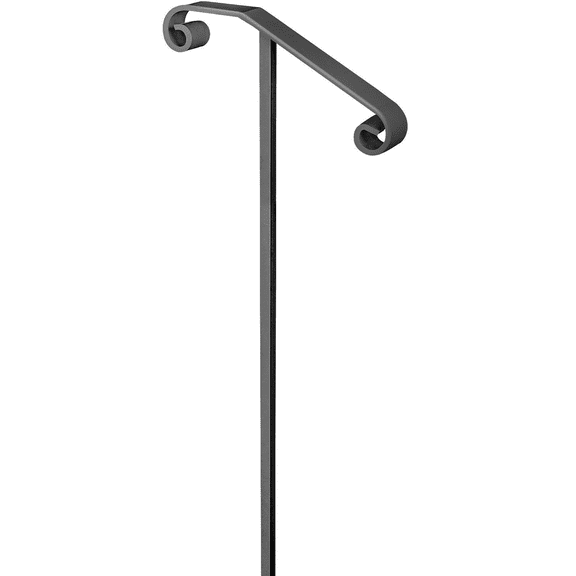 Wrought Iron Handrail for Steps - Single Post Grab Rail Support - Outdoor Stair Railing - Fits 1-2 Steps - Gray