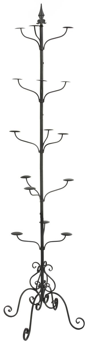 Black Wrought Iron Multi-Tiered Hat and Coat Rack with 31 Hooks