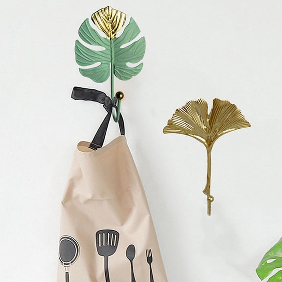 Wrought Iron Leaf Wall Hook Metal Coat Hook Hanger Multipurpose for Kitchen Bathroom Door Towel Hooks Wall Hooks