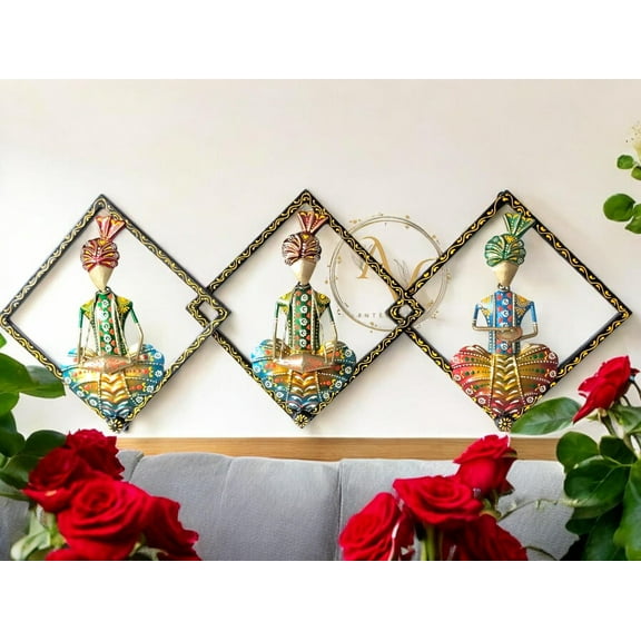 Wrought Iron Musician Kites | Whimsical Wall Decor | Indian Folk Art