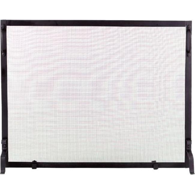 Black Steel Mesh Single Panel Fireplace Screen