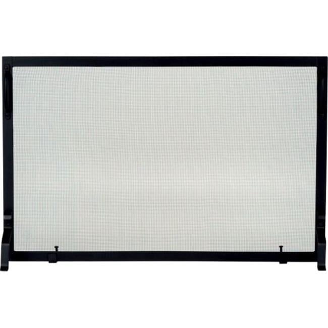 Black Steel Mesh Single Panel Fireplace Screen