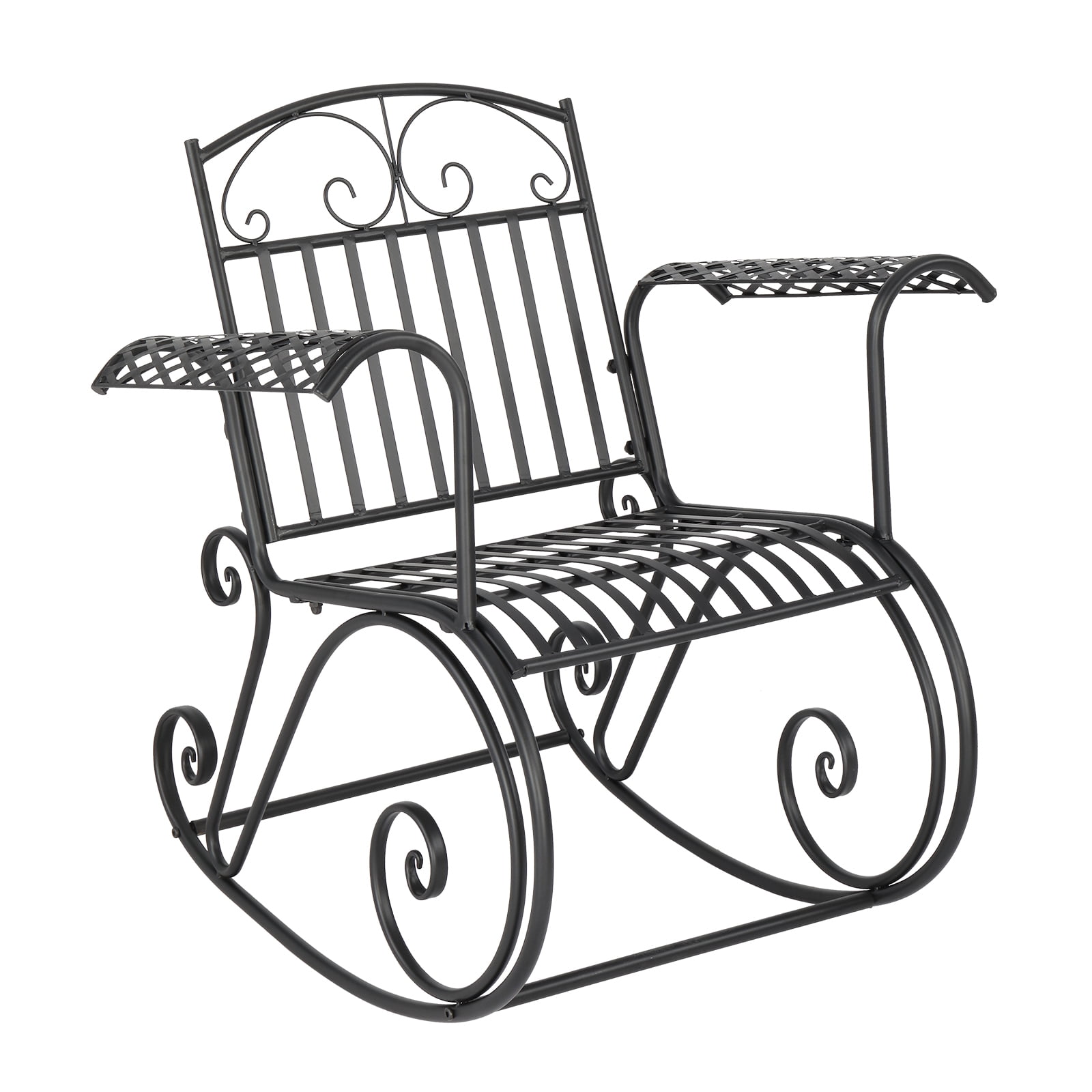 Wrought Iron Patio Chair, Heavy Duty Metal Patio Garden Rocking Chair