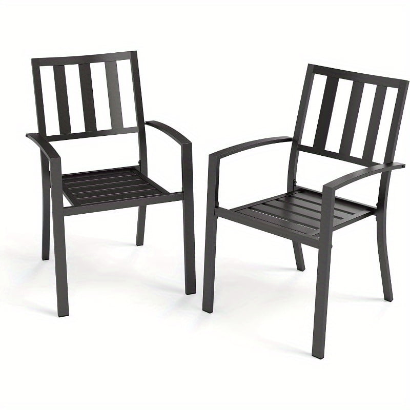 Wrought Iron Patio Dining Chairs Portable Black Patio Chairs Set of 2 ...