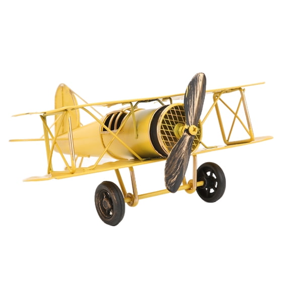 Wrought Iron Plane, Biplane Stable Structure Retro Airplane Model Delicate Vintage  For Home Decoration For Cafe Ornament Yellow,Red,Blue