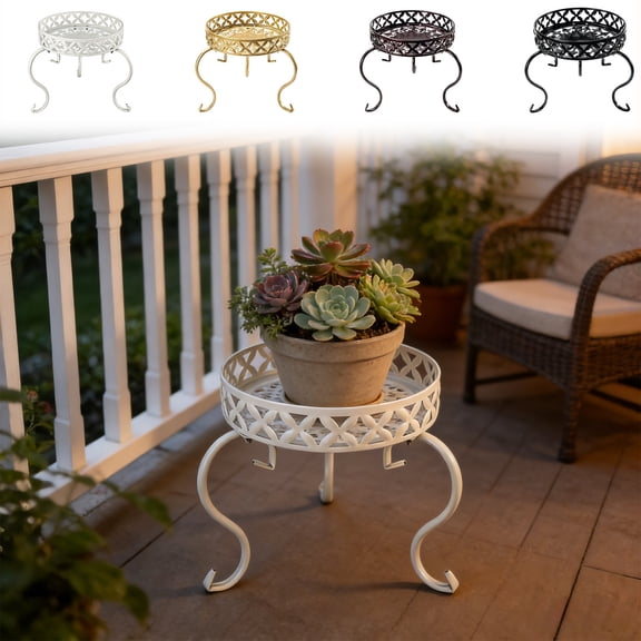 Wrought Iron Plant Stand, European-style Single-tier Floor Display Rack for Pothos & Succulents, Sturdy Indoor Outdoor Balcony Decor, Topliu