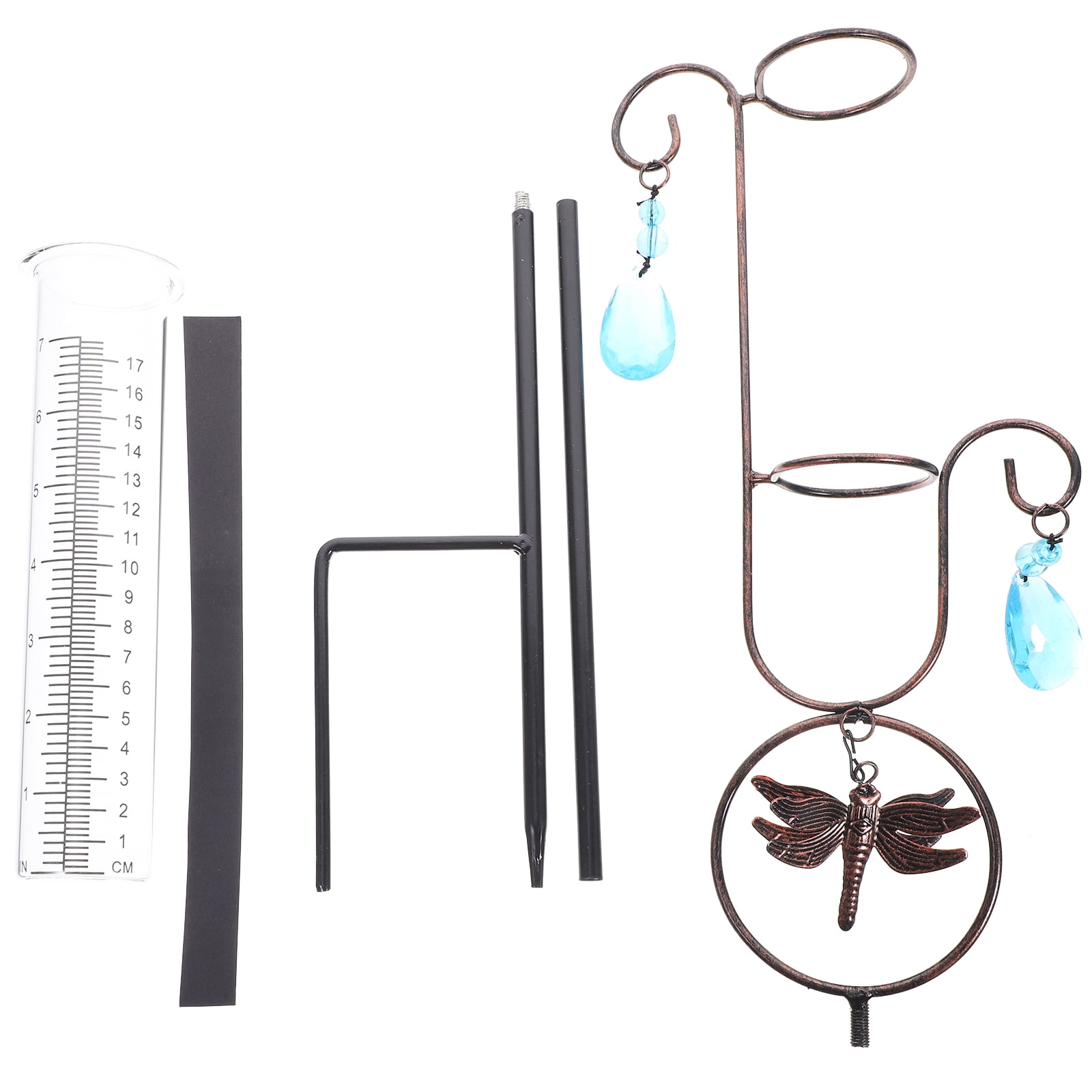 Wrought Iron Rain Gauge Meter Lawn Rainfall Pp Clear Plastic Containers ...