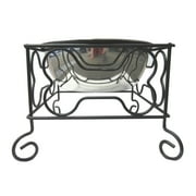 YML GROUP Wrought Iron Stand with Single Stainless Steel Feeder Bowl, Medium