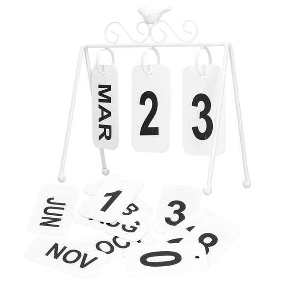 Wrought Iron Standing Desk Calendar Metal Flip Perpetual Calendar for Home Office Party