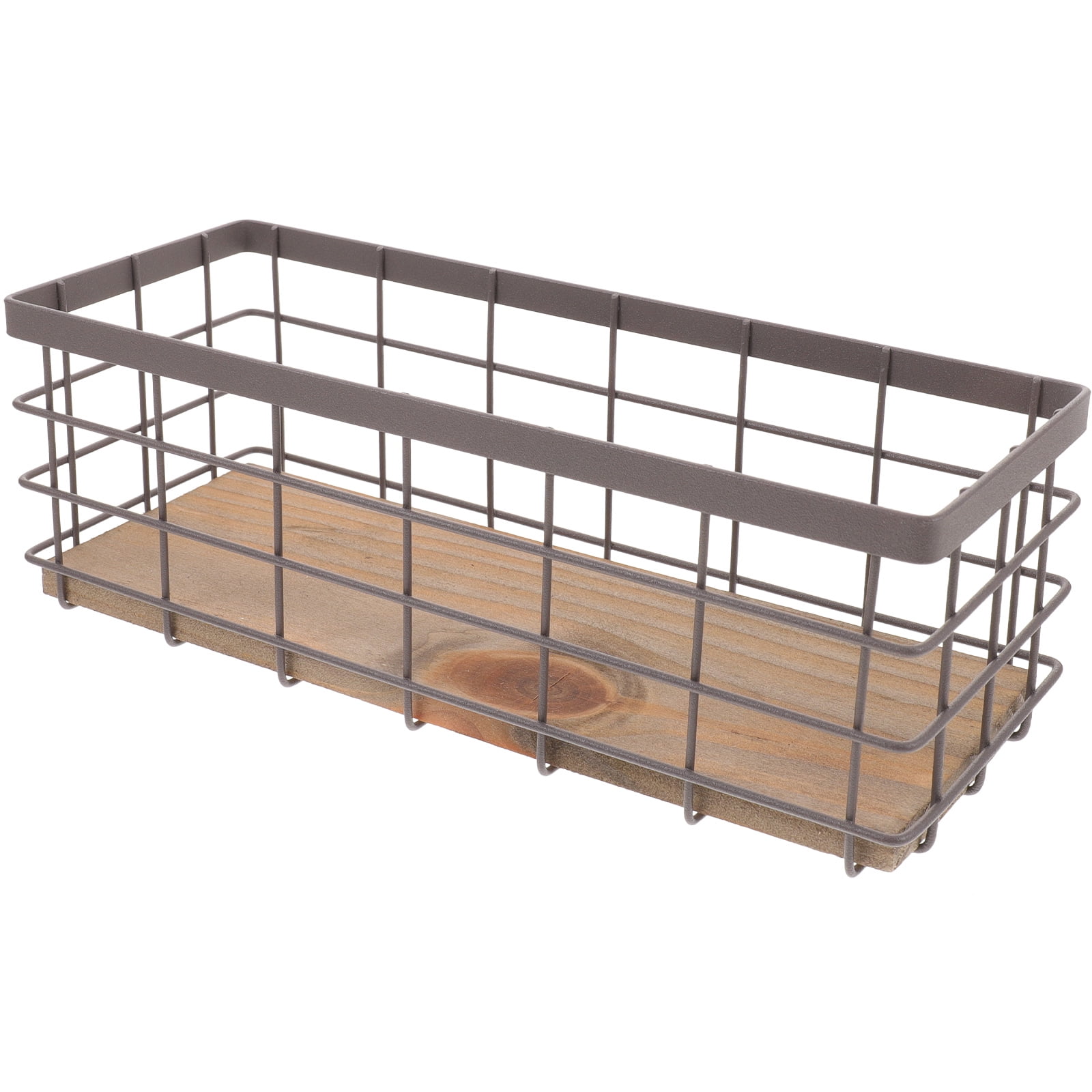 Wrought Iron Storage Basket Metal Shelf Home Wall-mounted Rack Desktop ...