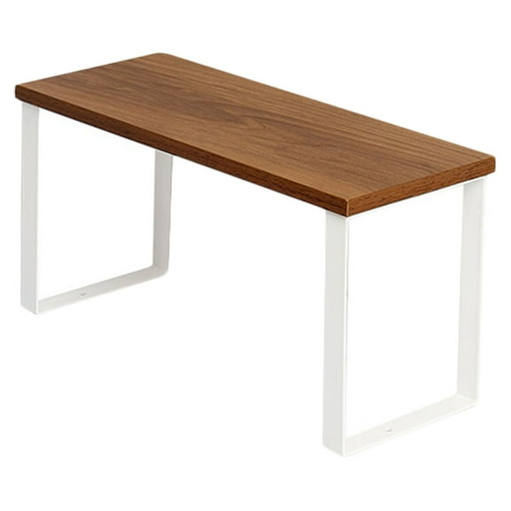 NIAIZEK Modern Brown Metal and Wood Kitchen Organizer Multi-Layer Storage Rack Overlapping Design 1 Pack