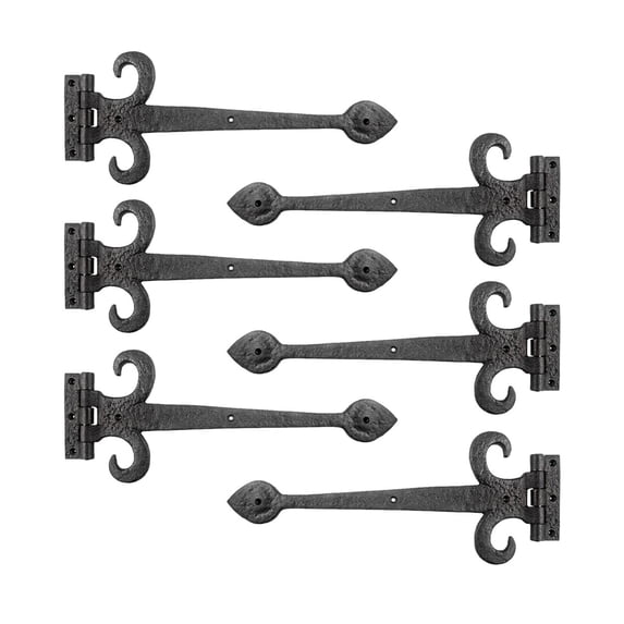 Wrought Iron Strap Hinge Fleur de Lis Heavy Duty 15-1/2" | Set of 6 Rensup