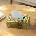 thumbnail image 1 of Wrought Iron Tissue Box Holder | Gold Desktop Storage Organizer for Living Room & Bedroom | 8.46x4.53x3.15 Inches | Multi-Functional Cardboard Box Cover | Stylish Home Decor Accessory, 1 of 6