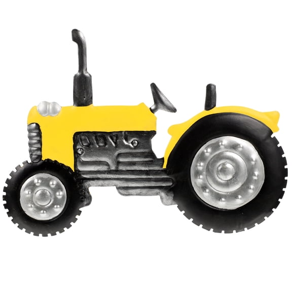 Yellow Wrought Iron Tractor Garden Decor with Hello Country Design, Outdoor Patio for Yard and Lawn
